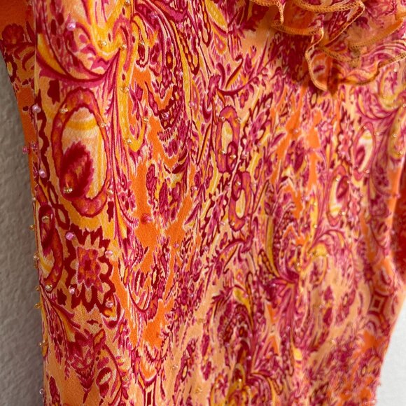 Vintage Y2K I.C.E. Womens 14 100% Silk Maxi Dress Ruffle Asymmetrical Hem Fairy - Picture 11 of 11